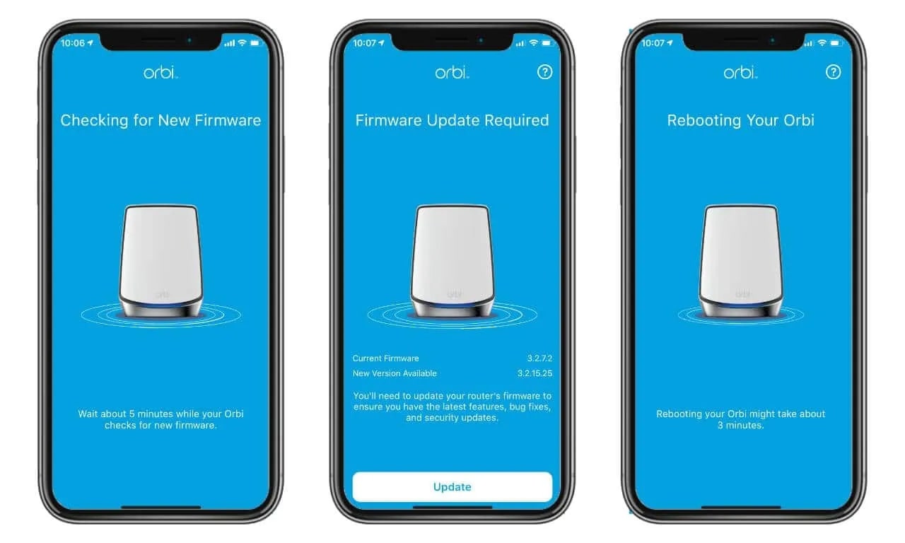 Firmware Update via orbi app